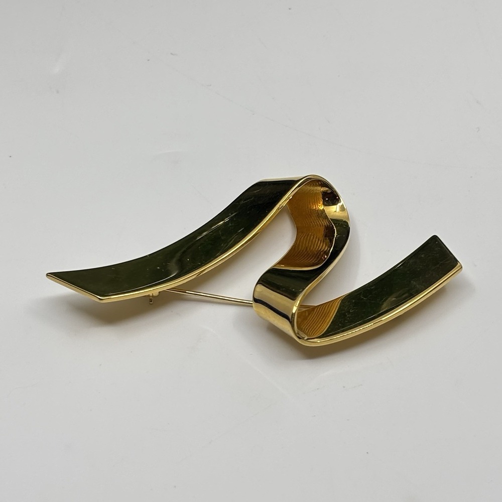 Vintage Monet Gold Tone Statement Brooch 90s 80s‎ Minimalist Pin